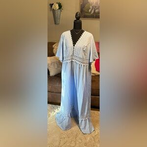 SHEIN VCAY Plus Size Summer Holiday Lace Spliced High Waist Maxi Dress